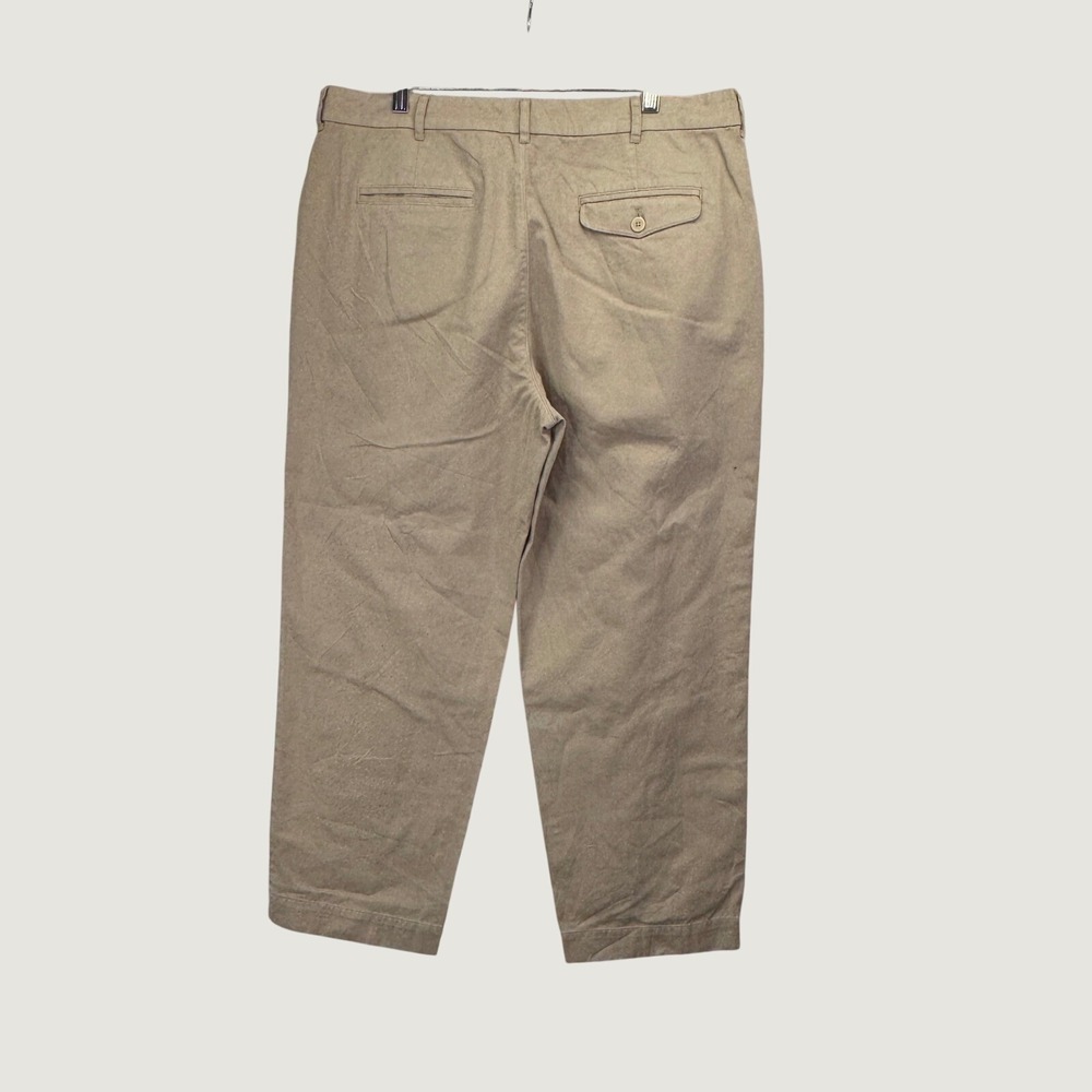 AYR Pleated Cotton Trousers size 14 Tan Khaki Minimalist Quiet Luxury Chinos - Picture 2 of 8